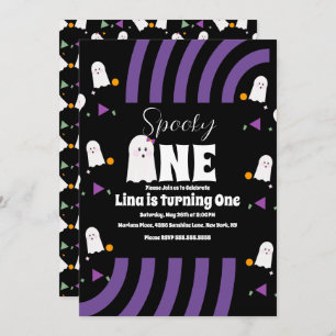 Convite Spooky One Groovy Letra Halloween Aniversário