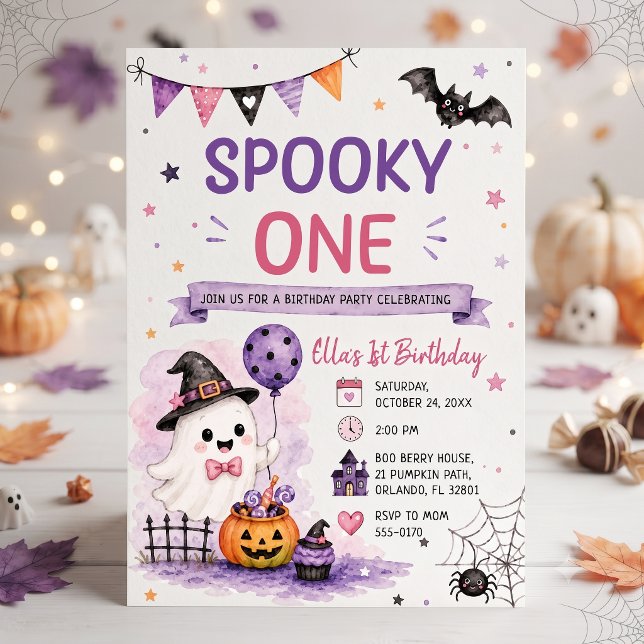 Convite Spooky One Halloween Birthday Party (Criador carregado)