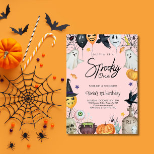 Convite "Spooky One Halloween for Girl primeiro aniversari