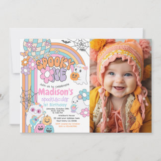 Convite Spooky One Hippie Halloween 1st Birthday