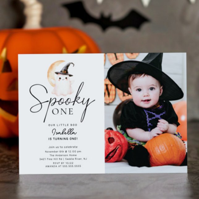 Convite Spooky One Photo Birthday (Criador carregado)