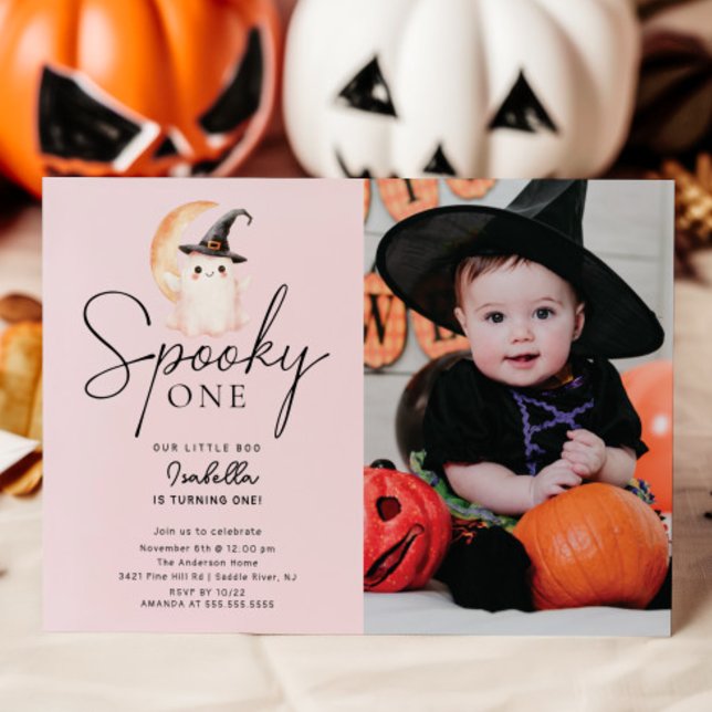 Convite Spooky One Photo Birthday (Criador carregado)