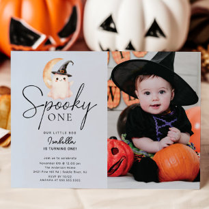 Convite Spooky One Photo Birthday