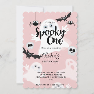 Convite "Spooky One Pink primeiro aniversario Ghost Girls 