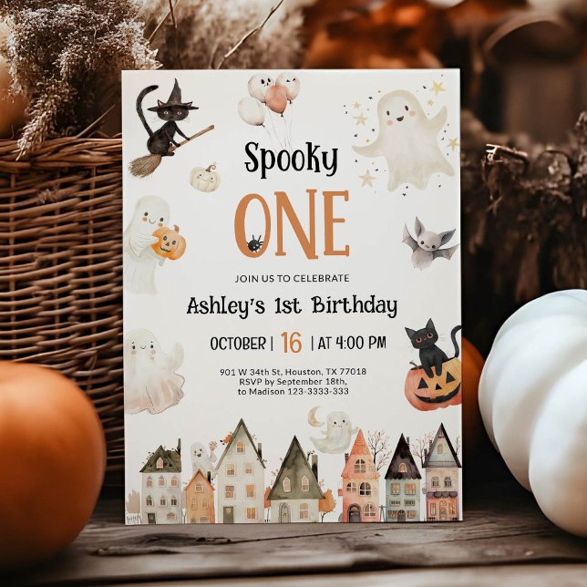 Convite Spooky One | Primeiro aniversario de Halloween (Criador carregado)