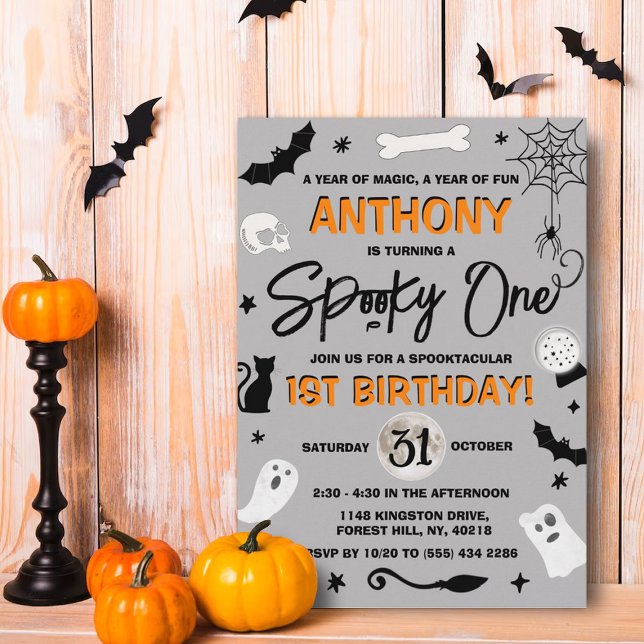 Convite Spooky One! Primeiro aniversario de Halloween (Criador carregado)