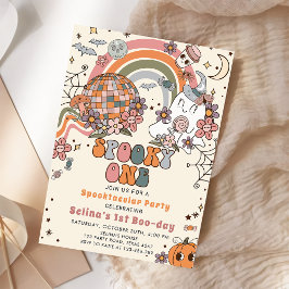 Convite Spooky One Retro Ghost Halloween primeiro aniversa