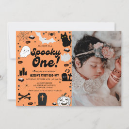 Convite Spooky One Retro Grovy Halloween Primeiro Aniversá
