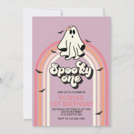 Convite Spooky One Retro Halloween Ghost primeiro aniversa
