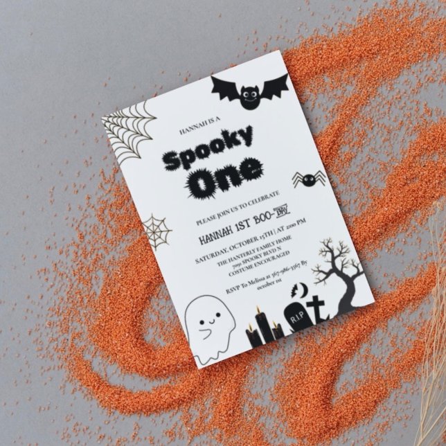 Convite Spooky, primeira festa de aniversário de Halloween (Criador carregado)