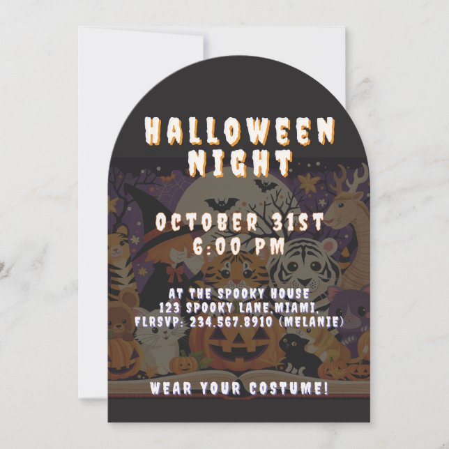 Convite Spooky Season Magical Forest Creatures (Frente)