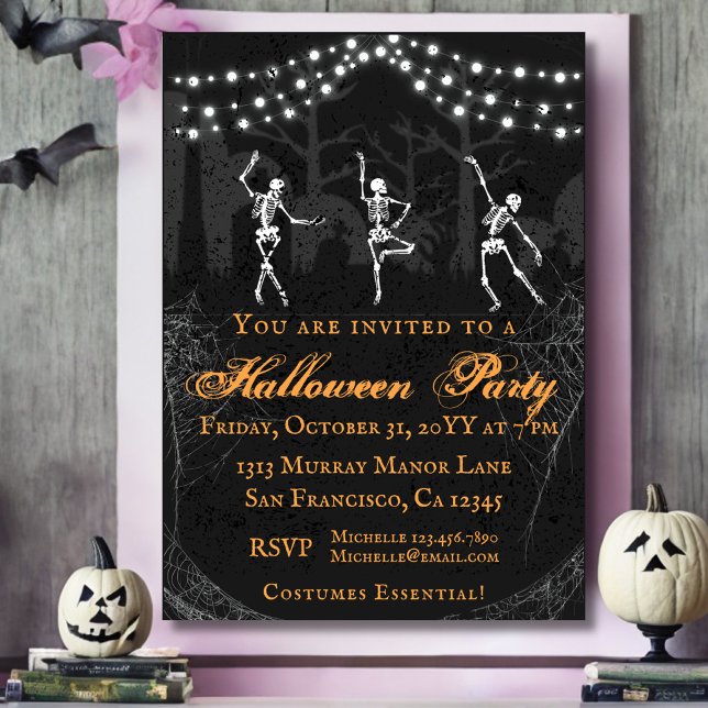 Convite Spooky Skeletons Graveyard Halloween Party (Criador carregado)