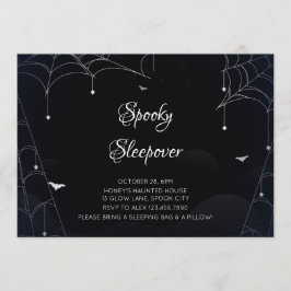 Convite Spooky Sleepover Cobwebs Black Halloween