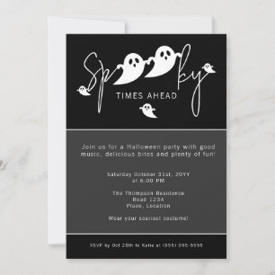 Convite "Spooky Times Ahead Ghosts Festa de Halloween"