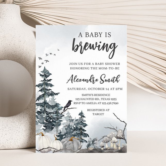 Convite Spooky Um Bebê está criando Chá de fraldas (Spooky Pumpkin Baby Shower Invitation )