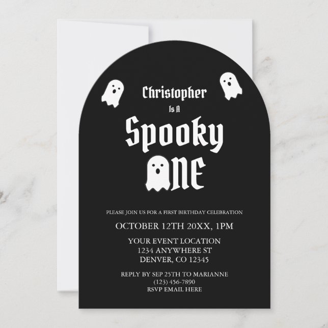 Convite Spooky Um primeiro aniversario (Frente)