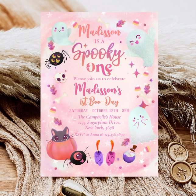 Convite Spooky, um primeiro aniversario de Halloween Ghost (Criador carregado)
