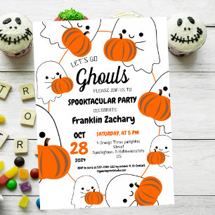 Convite Spooky, uma Festa de aniversário de Ghouls Cute no