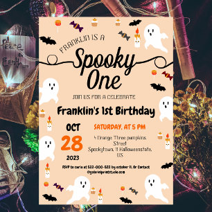 Convite Spooky, uma Festa de aniversário de Ghouls Cute no