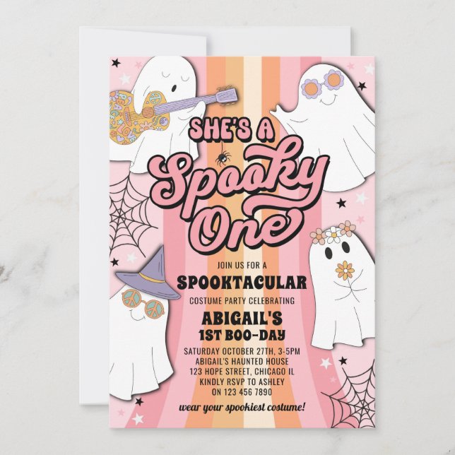 Convite Spooky, uma festa de primeiro aniversario do Hallo (Frente)