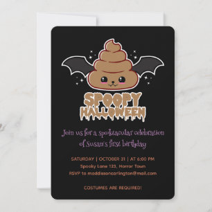 Convite Spoopy Halloween Kawaii Aniversário