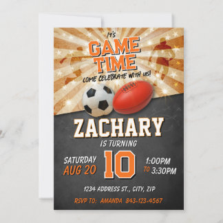Convite Sport birthday invite Soccer Football AFL