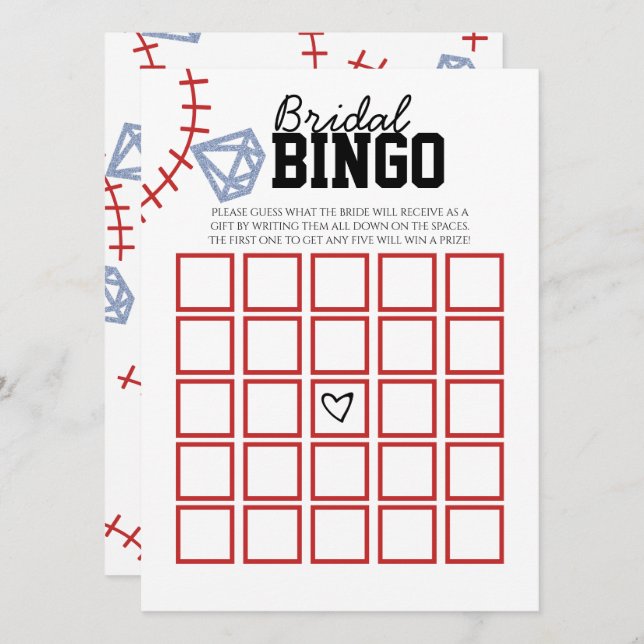 Convite Sports Baseball Homerun Glitter Bridal Shower Game (Frente/Verso)