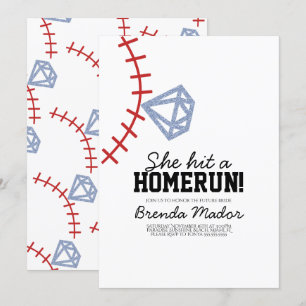 Convite Sports Beisebol Homerun Brilho Chá de Noiva 