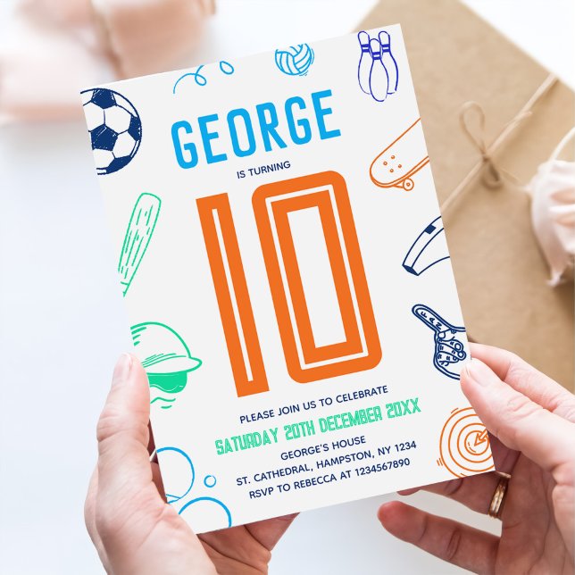 Convite Sports Theme Boys Modern Birthday Party (Criador carregado)