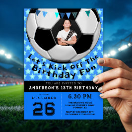 Convite Sporty Photo Birthday Party Invitation | Soccer