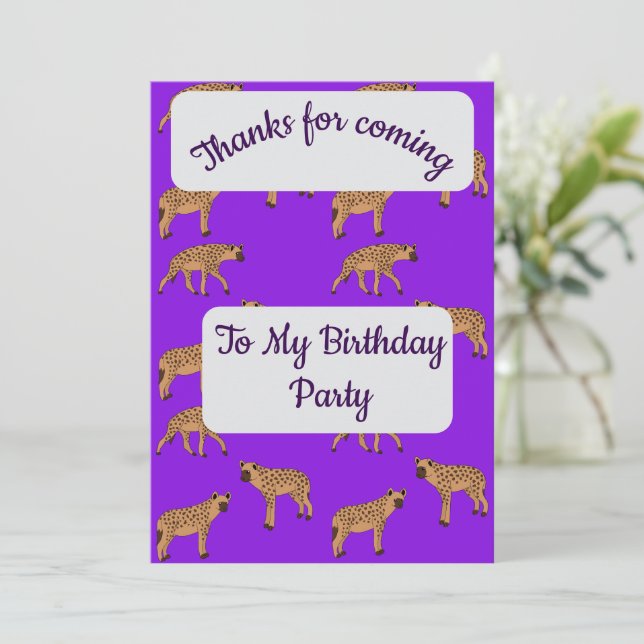 Convite Spotted Hyenas Thank you Card (Em pé/Frente)