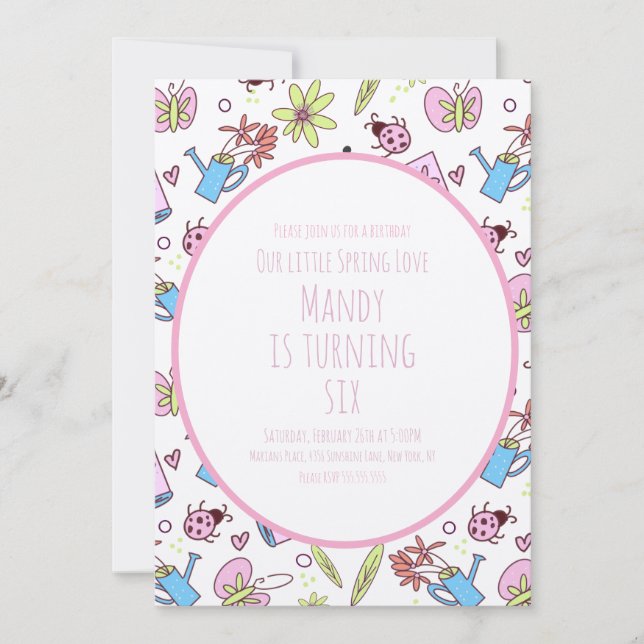 Convite Spring and Books Birthday Party (Frente)