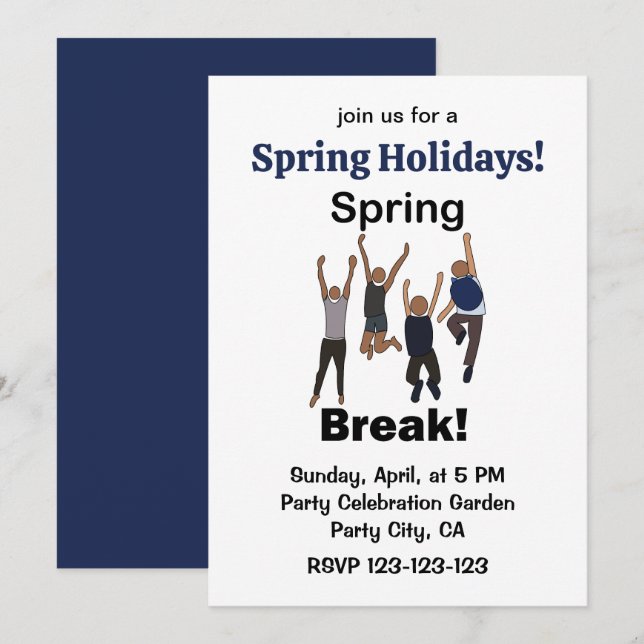 Convite Spring Break Holidays Friendship  (Frente/Verso)