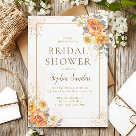 Convite Spring Bridal Shower With Orange Flowers 
