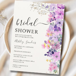 Convite Spring Bridal shower with wildflowers Purple Color