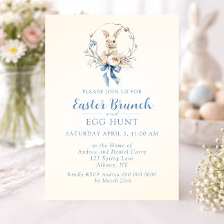 Convite Spring Bunny Vintage Easter Brunch and Egg Hunt  I