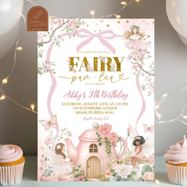 Convite Spring Coquette Enchanted Fairy Tea Party Birthday (Criador carregado)