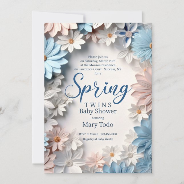 Convite Spring Daisies Baby Shower Invitation (Frente)