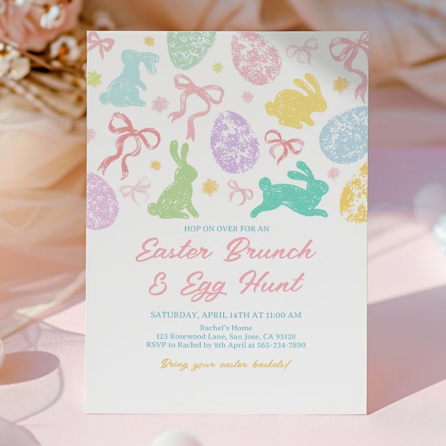 Convite Spring Easter Invitation, Hand-Drawn Bunny (Criador carregado)