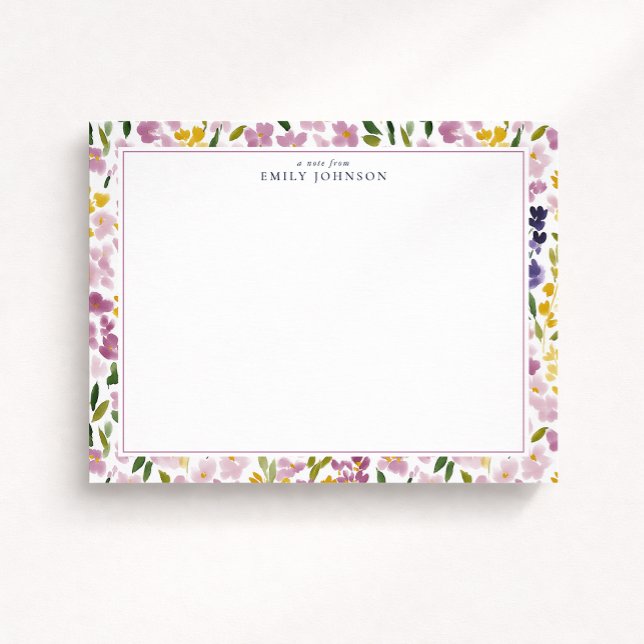 Convite Spring Floral Border Note Card (Criador carregado)