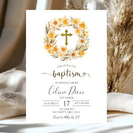 Convite Spring Floral Daffodil Wreath Baptism