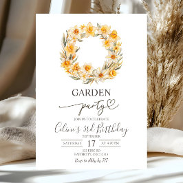 Convite Spring Floral Daffodil Wreath Birthday Party