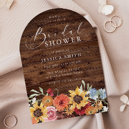 Convite Spring Floral Rustic Wood Modern Bridal Shower 