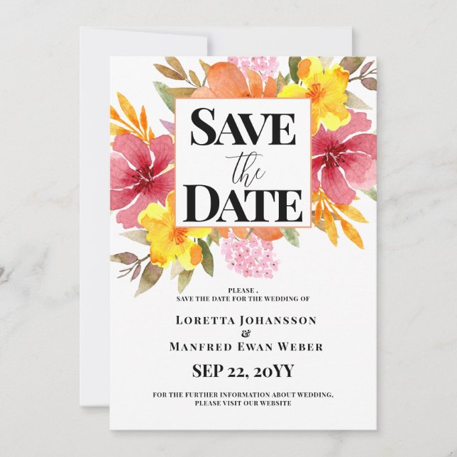 Convite Spring Floral Save the date Invitation (Frente)