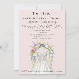 Convite Spring Floral Wedding Dress Bridal Shower Invite