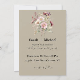 Convite Spring Floral Wedding Invitation