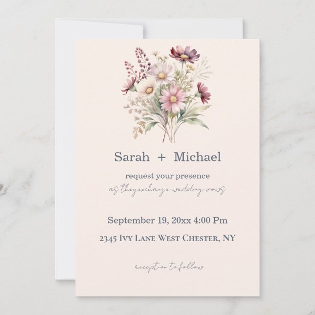 Convite Spring Floral Wedding Invitation (Frente)