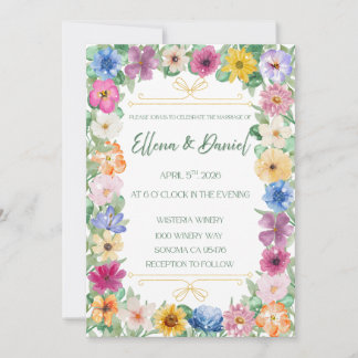 Convite Spring Floral Wildflower Wedding Invitation