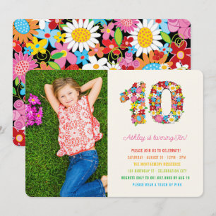 Convite Spring Flowers Ten Girl 10th Birthday Foto Convida