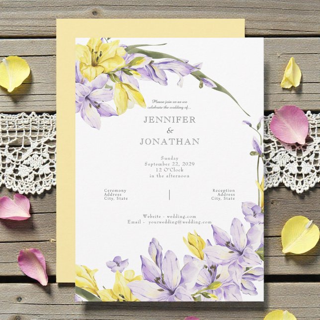 Convite Spring Freesia Wreath Wedding Invitation (Criador carregado)